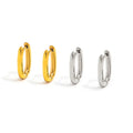High End PVD 18K Gold Plated Irregular Goose Egg Shape Oval U Huggie Earring Stainless Steel Jewelry Wholesale