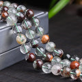 Natural Round Green Phantom Stone Beads for Jewelry Making Loose Beads for DIY Bracelets