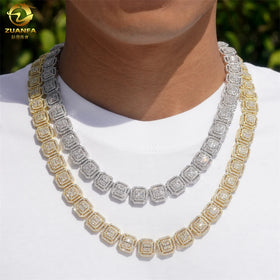 Zuanfa Jewelry Hip Pop Chain 925 Silver Diamond Necklace Pass Tester Double Lock Solid Silver Moissanite Necklace