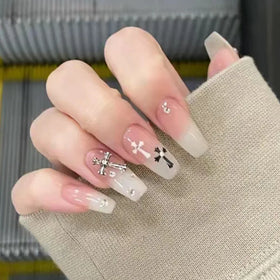 Wholesale Reusable Fake Nails Private Label Long Gradual White Coffin Nails Luxury Press on Nails