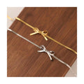 Non Tarnish Jewelry Waterproof Gold Plated Stainless Steel Flat Snake Choker Chain Bows Knot Necklace