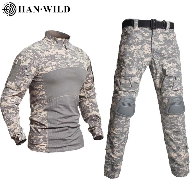 HAN WILD Breathable Camouflage Frog Training Suit Set Outdoor Tactical Rip-Stop Flame-Retardant Durable Autumn Men's