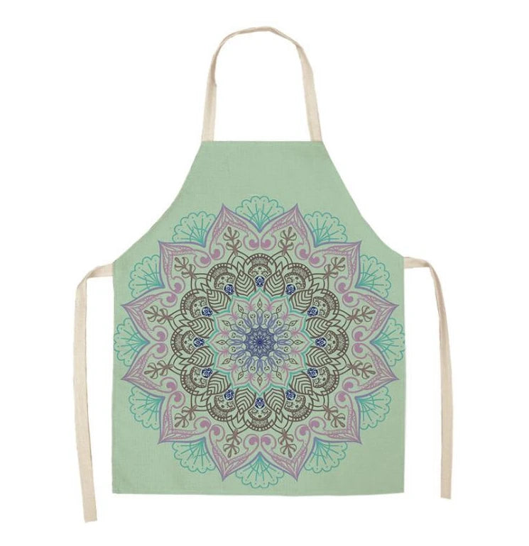 Occult  Mandala Pattern Apron Datura Kitchen Apron Adult Bib Apron