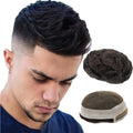HW in Stock New swiss Lace 130% Density Toupee Men Front Lace & NPU Natural Hairline Men Wigs Human Hair Toupee