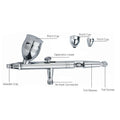 Professional Double Action 0.2mm Airbrush Gun with Cutaway Handle for Nail Art Paint & Cake Application Compressor Included