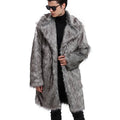 M-5XL Autumn/Winter Plush Coat Men's Mid Length Artificial Wool Warm Fur Coat