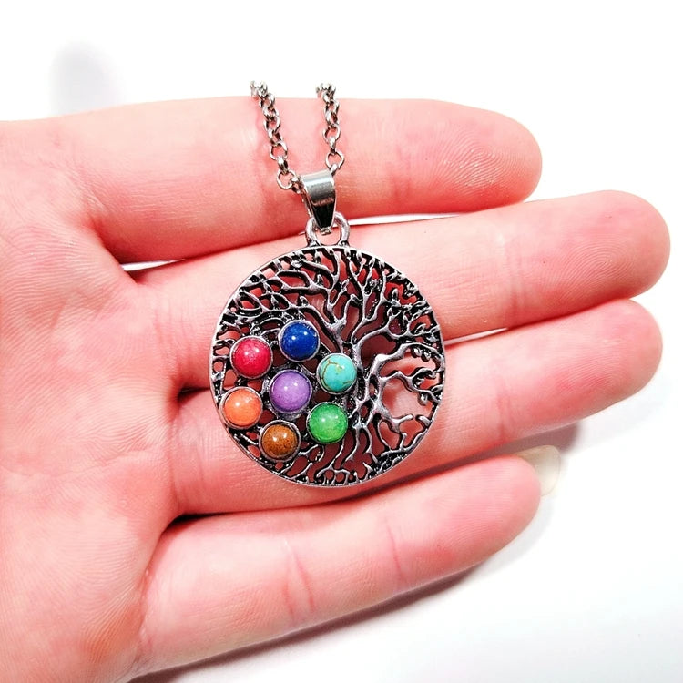 HZ Wholesale Crystal Stones for Healing Worry Stone Chakra Necklace