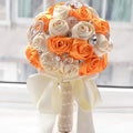 Elegant Satin Roses Ribbon Wedding Artificial Flower Hand Bouquet for Wedding or House Decoration