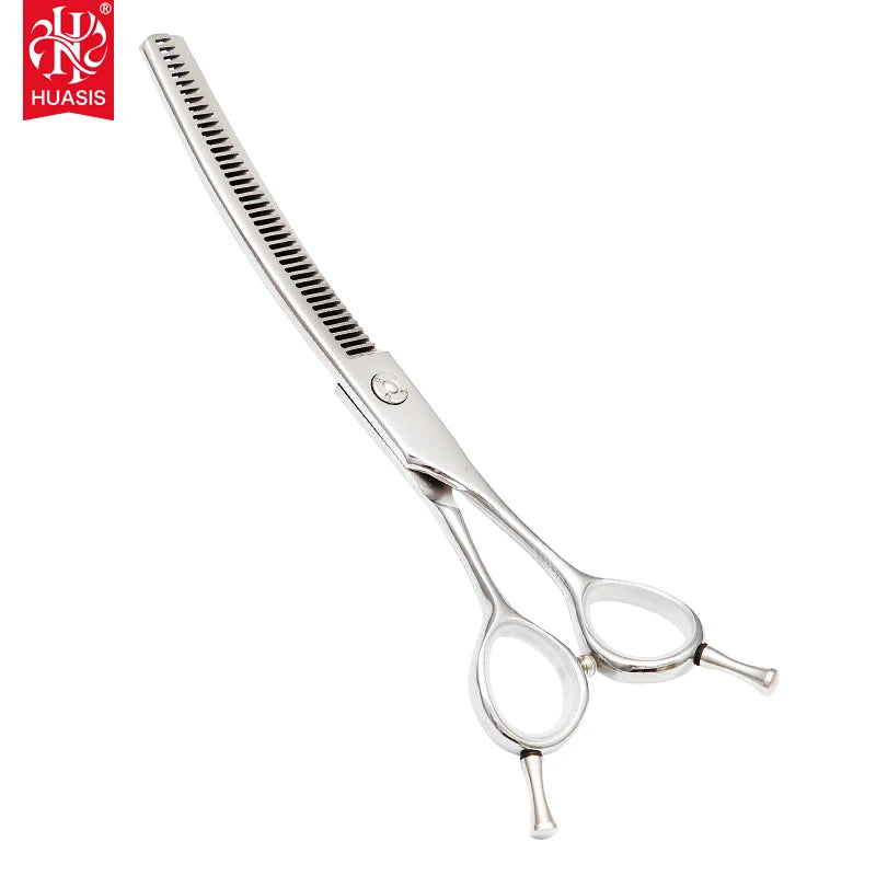 AR-VQ03 Professional Safety Shearing for Dogs Cats Face Paws 7 Inch Japanese Stainless Steel Silver Curved Thinner