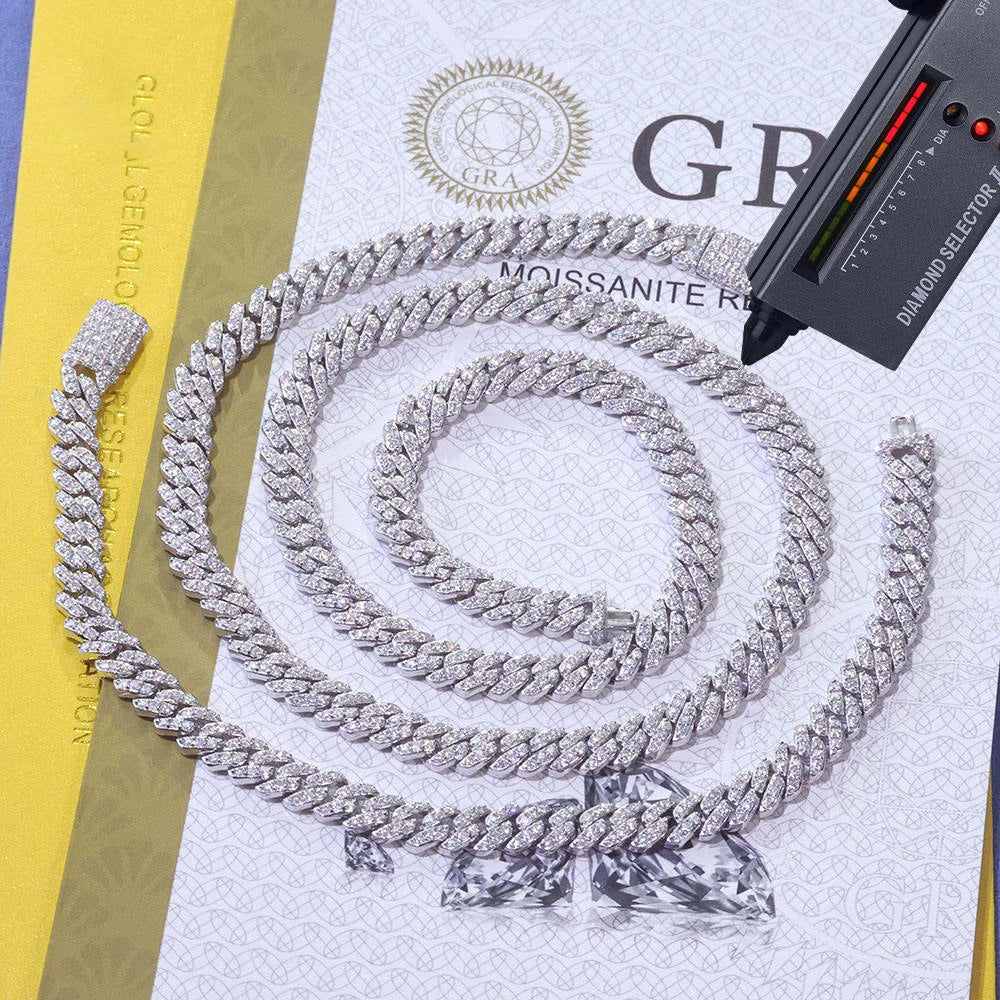 Hight Quality 6MM VVS Moissanite Cuban Link Men Hip Hop Jewelry White Gold 925 Silver Cuban Chain Necklace for Women Gift