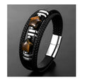 High Quality Handmade Braided Star Tiger Eye Stone Genuine Leather Bracelet Stainless Steel Magnetic Buckle Mens Bracelet