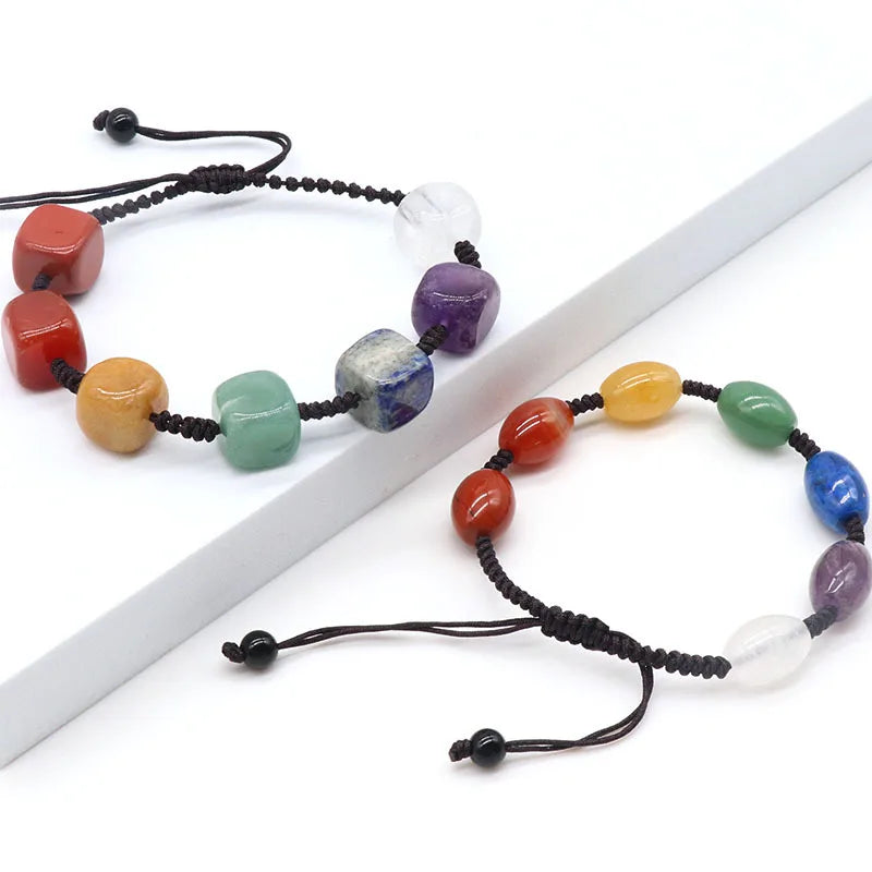Wholesale Healing 7 Chakra Weave Reiki Natural Stone Adjustable Crystal Bracelet for Decoration and Gift