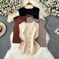 Boutique Wholesale 2026 Summer New Fashionable Lace Patchwork V-neck Single Breasted Sleeveless Women's Vest