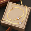 Ready to Ship Vintage Stainless Steel Jewelry Set 18K Gold Plated Snake Chain Choker Bracelet Earring for Parties Anniversaries