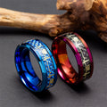 Jewelry 8MM Mens Tungsten Carbide Rainbow Colorful Plated With Black Carbon Fiber Inlay Ring BandECG Heartbeat Ring