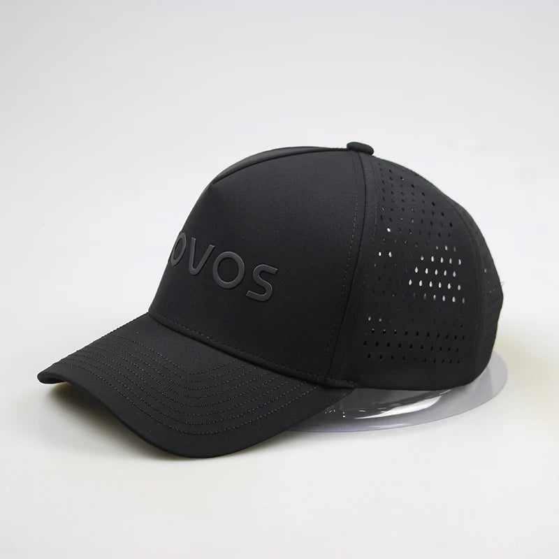 Custom Sports 5 Panel Baseball Cap Waterproof Curved Brim Laser Cut Drilled Hole Perforated Jersey Terry Material Fruit