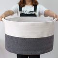Simple Fashion Blanket Toy with Handle Storage Comforter Cushions Gray Laundry Hamper Living Room Large Cotton Rope  Basket