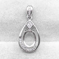 Sterling Silver 6*8mm Semi Mount Pendant Empty Frame Blank Claws Setting S925 Base Holder Without Center Stone for DIY Inlay