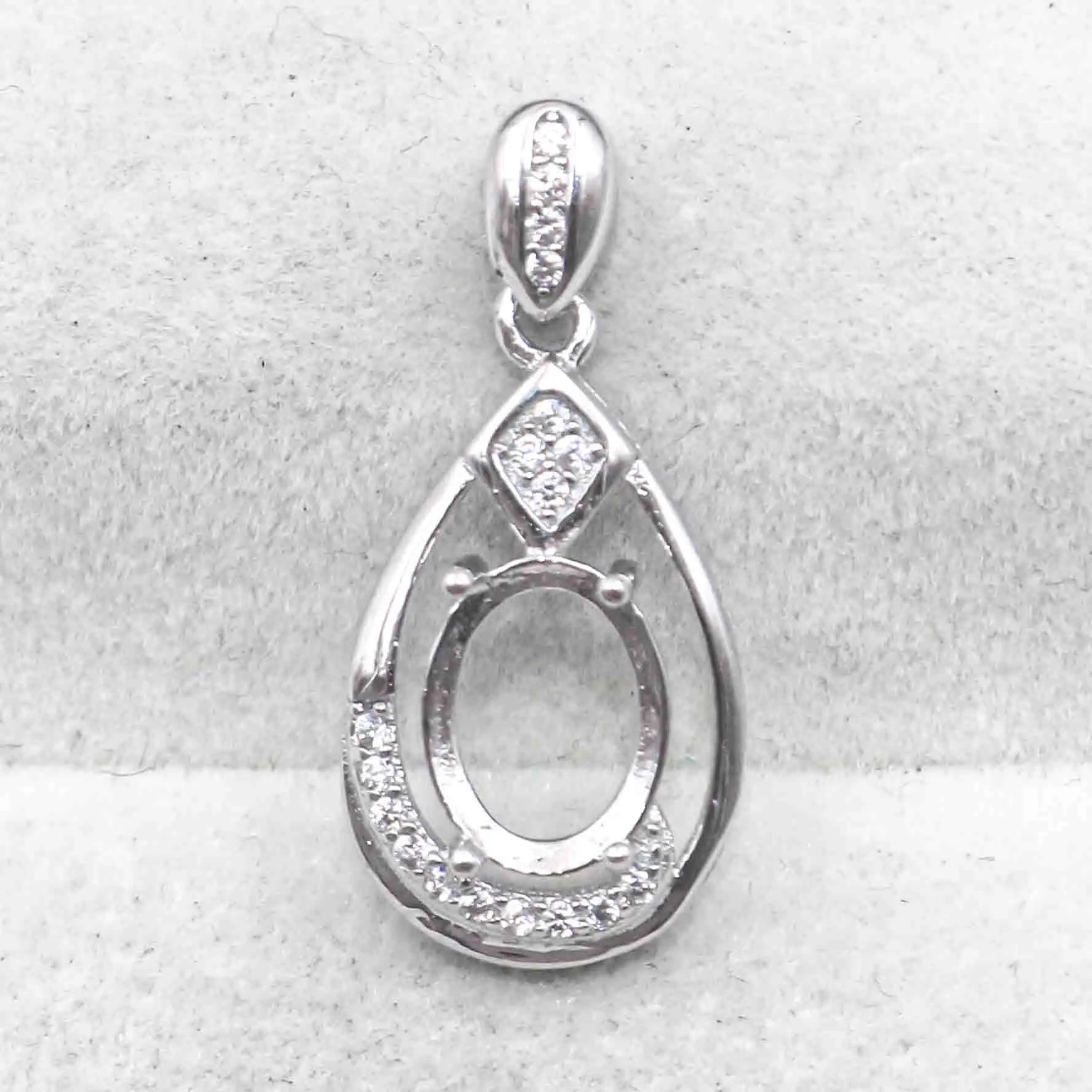Sterling Silver 6*8mm Semi Mount Pendant Empty Frame Blank Claws Setting S925 Base Holder Without Center Stone for DIY Inlay