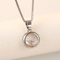 CAOSHI 18 Inches Small Cute Half Round Zircon Pendant Necklaces for Women Imitated Rhodium Plated With Box Chain Necklaces Girls
