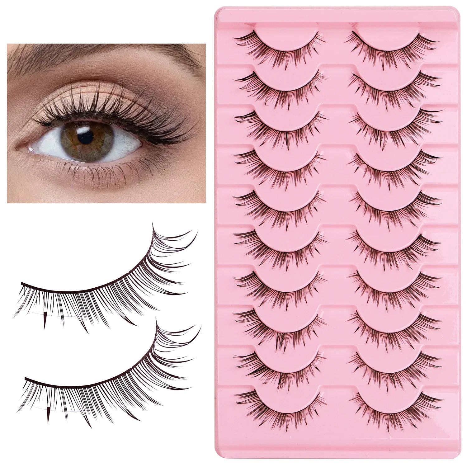 ZYM-DBP-09 Curled Synthetic Natural Eyelashes Eco-Friendly Vegan Domestic Chemical Fiber Full Strip Eyelashes
