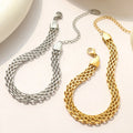 Wholesale Custom New Design Wide Thick Belt Chain Bracelet Women 18k Gold Plated Stainless Steel Woven Mesh Bracelet