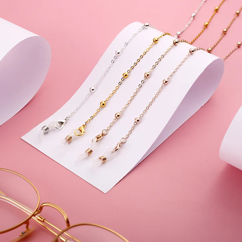 New Simple Multicolor Round Beads Eyeglasses Parts Beaded Chain for Eye Glasses Make Eye Eyeglasses Parts