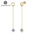 New Arrival Fashion Drop 925 Sterling Silver Round Cut 6.5mm 1ct  Moissanite Ladies Dangle Chain Stud Earrings