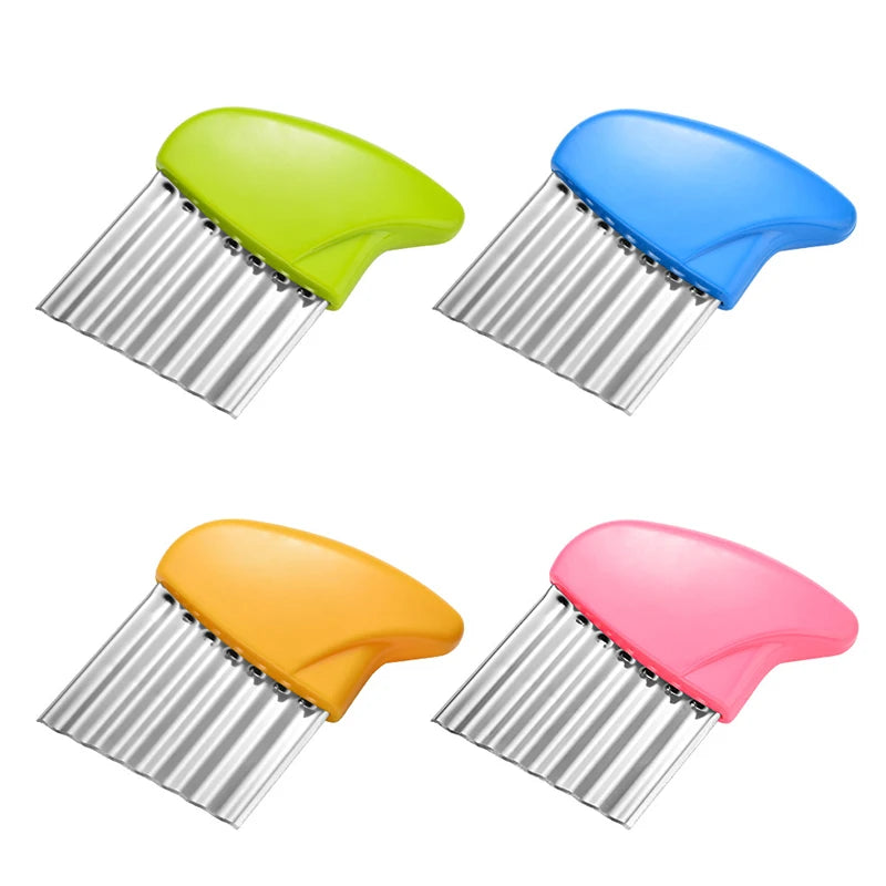 Stainless Steel Manual Wavy Knife Vegetable Chip Waffle Slicer French Fry Carrot Potato Wavy Crinkle Cutter