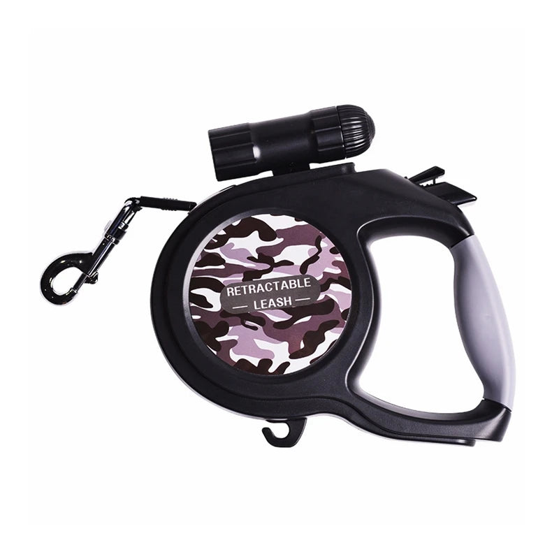 Hot Sale Plastic Custom Adjustable Luxury Retractable Dog Accessories Pet Dog Leash With Flashlight Night Use