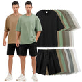 Men Short Set Sport Shirts Sweat Shorts 2 Piece Set Custom Tracksuit 100% Cotton Gym Clothing Men Suit