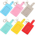 New Design Colorful PU Leather Women Slim Id Card Wallet Credit Card Holder Keychain