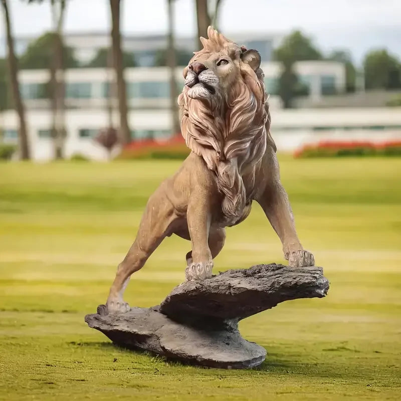 Lion-shaped Resin Statue Hand-painted Artistic Design Realistic Animal Garden & Home Outdoor Decor Nordic Style