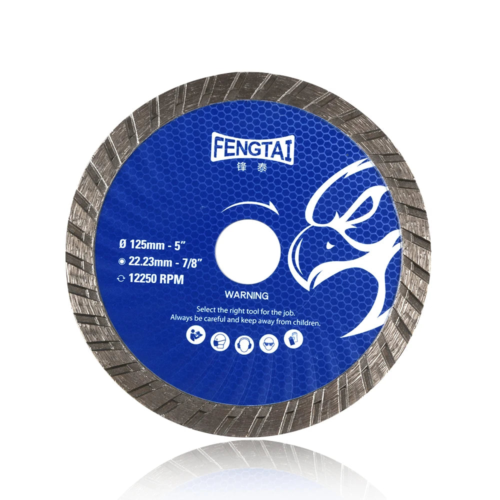 FENGTAI 125mm/5 Inch Turbo Wave Diamond Cutting Blade Ti-Coated DIY Grade Disc for Hard Materials 3-Year Warranty OEM Customized