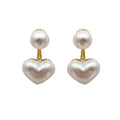 Alloy Simple Love Pearl Heart Shaped Earrings for Girls Cute Tempered Jewelry