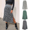 NEW Streetwear Leopard Print Midi Skirt Women Elastic High Waist Side Split Skirts Summer Female Bottom Girls a Line Skirt