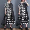 One Size Summer Art Large Size Loose Slim Casual Polka Dot Patch Mid Length Dress