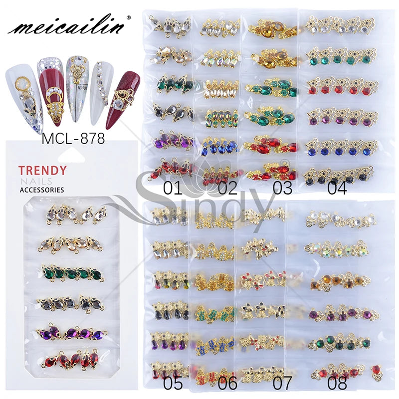 New Design 6 Grids Alloy Mouse Nail Rhinestone Nail Crystal for Girl Nail Art