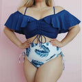 2021 European and American New Bikini Plus Size Split Print Swimsuit