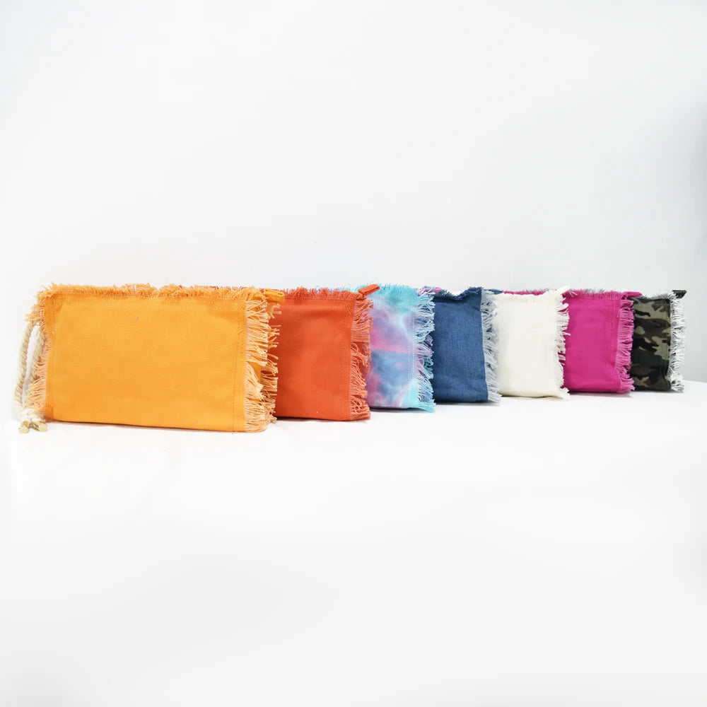 2024 Hot Sell Cosmetic Bag Canvas Fringe Pouch Clutch Bags  Women's Messenger Bags