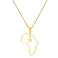 Wholesale 18K Gold Ion Plated Country Jewelry Stainless Steel Map of Africa Heart Pendant Necklace