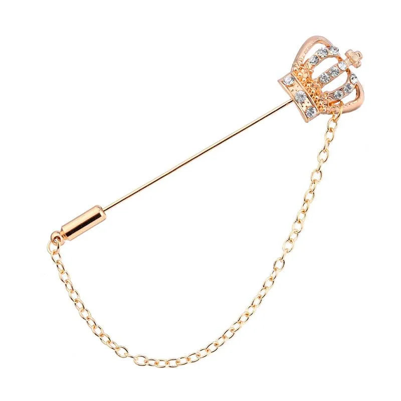 Retro Women's Suit Brooch Men's Clothing Accessory Fashion Corsage Brooch Lapel Korean Style Long Pins Crystal Crown Pins Brooch