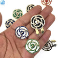 Handmade Premium Camellia Button Clip Shirt Jewellery Decoration CC Enamel Flower Button Cover Cufflinks Brooch