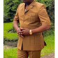 2025 Tailored Made Short Sleeves Men Suits Pocket Design Summer Wedding Groom Man Wear Dress Jacket+Pant Set