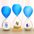 Modern Design 15 Minute Hourglass Timer Ocean Color Sand Clock Personalized Wood Base Glass Sand Hourglass for Home Decor