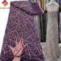 Fashionable 3D Beads Tulle Embroidered French Luxury Beaded Lace Fabric With Sequin for African Wedding Dresses