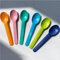 Custom Logo Disposable Ice Cream Spoon Biodegradable Cornstarch Cpla Small Dessert Eco-friendly Long Handle Yogurt Spoons