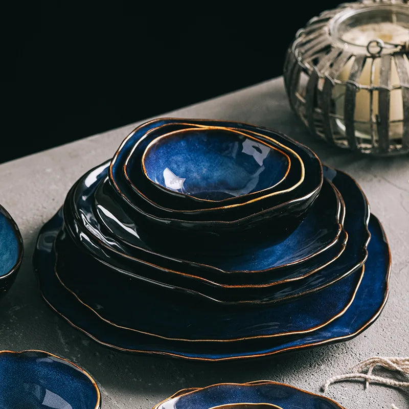 Creative Japanese Restaurant Tableware  Ceramic Noodle Soup Bowl  Fish Plate Sushi Sashimi Plate Irregular Sushi Steak Plates