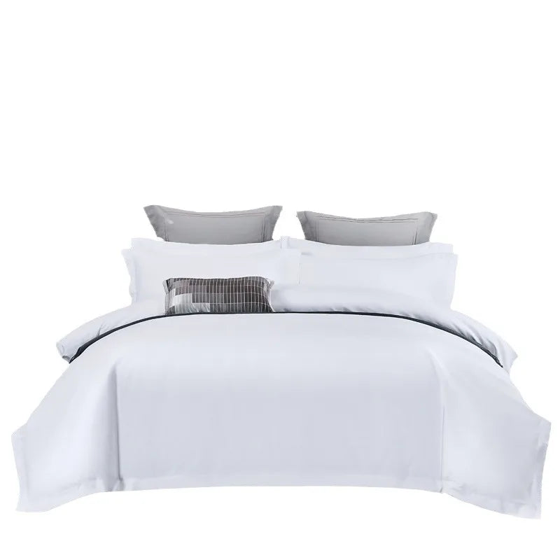 Luxury 100% Cotton Bedding Set Home Hotel Custom 4-Piece Fitted Linen Bed Sheets Plain Style Duvet Cover Pillow Case Bed Sheet