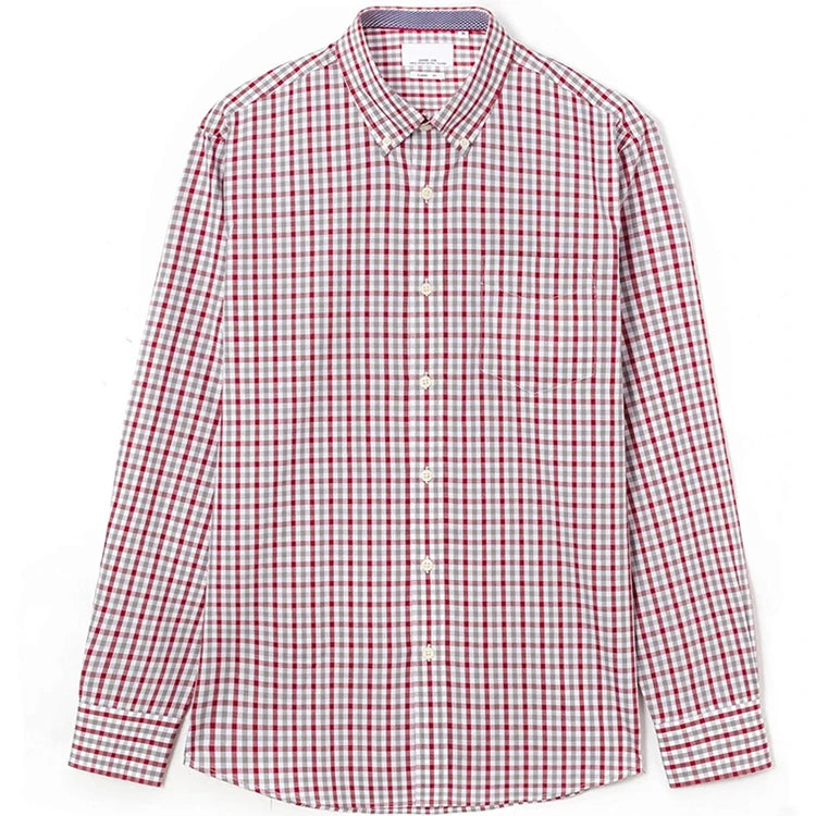 Cotton Men Shirt Casual Plaid Shirt Cotton Washed Long Sleeve Men's Shirt
